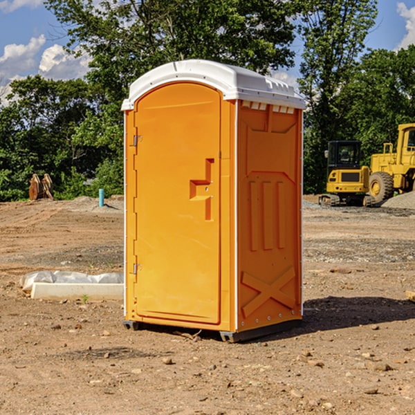 how often are the portable restrooms cleaned and serviced during a rental period in Martinsville